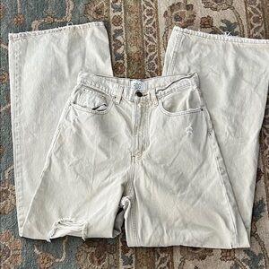 BDG Urban Outfitters Wide Leg Skater Pant Jeans 29x34 Distressed Tan/Beige